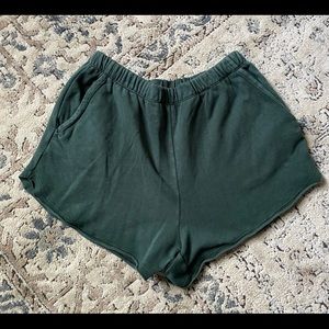 Aerie Real Good Sunset Terry Fleece High Waiste Shorts Green, Sz. L